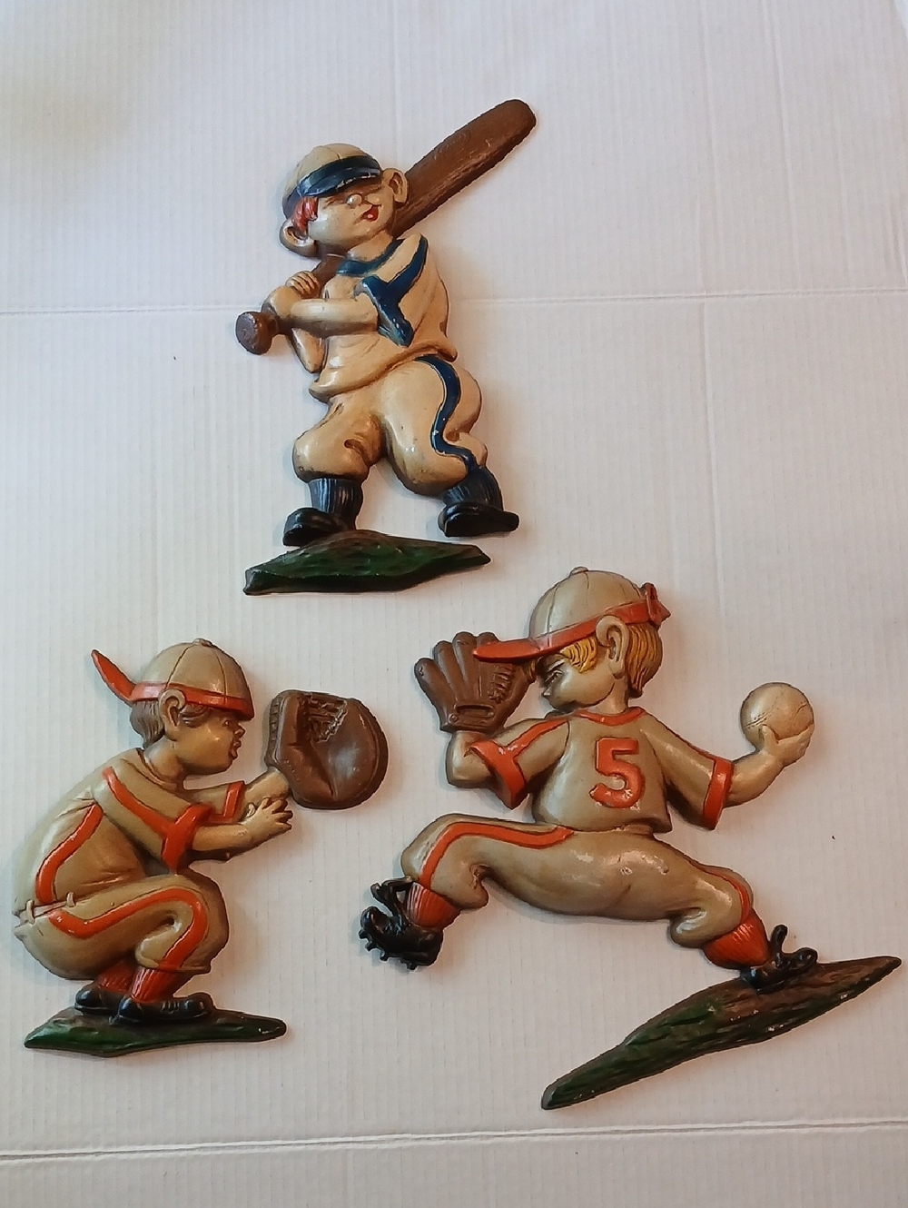 Vintage Sexton 1970 Baseball Kid Players Wall Plaque Decor nursery Sports Room